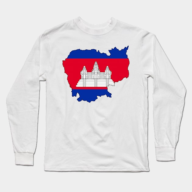 Cambodia Map Long Sleeve T-Shirt by Historia